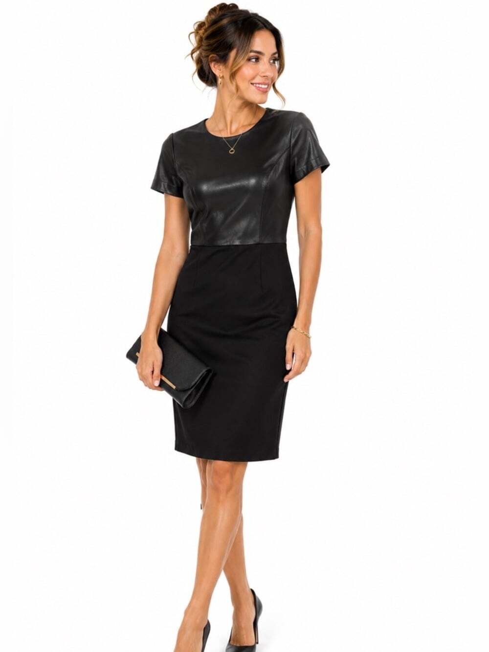 Lord & Taylor 424 Fifth Black Leather Calf Hair Dress Women Size 6